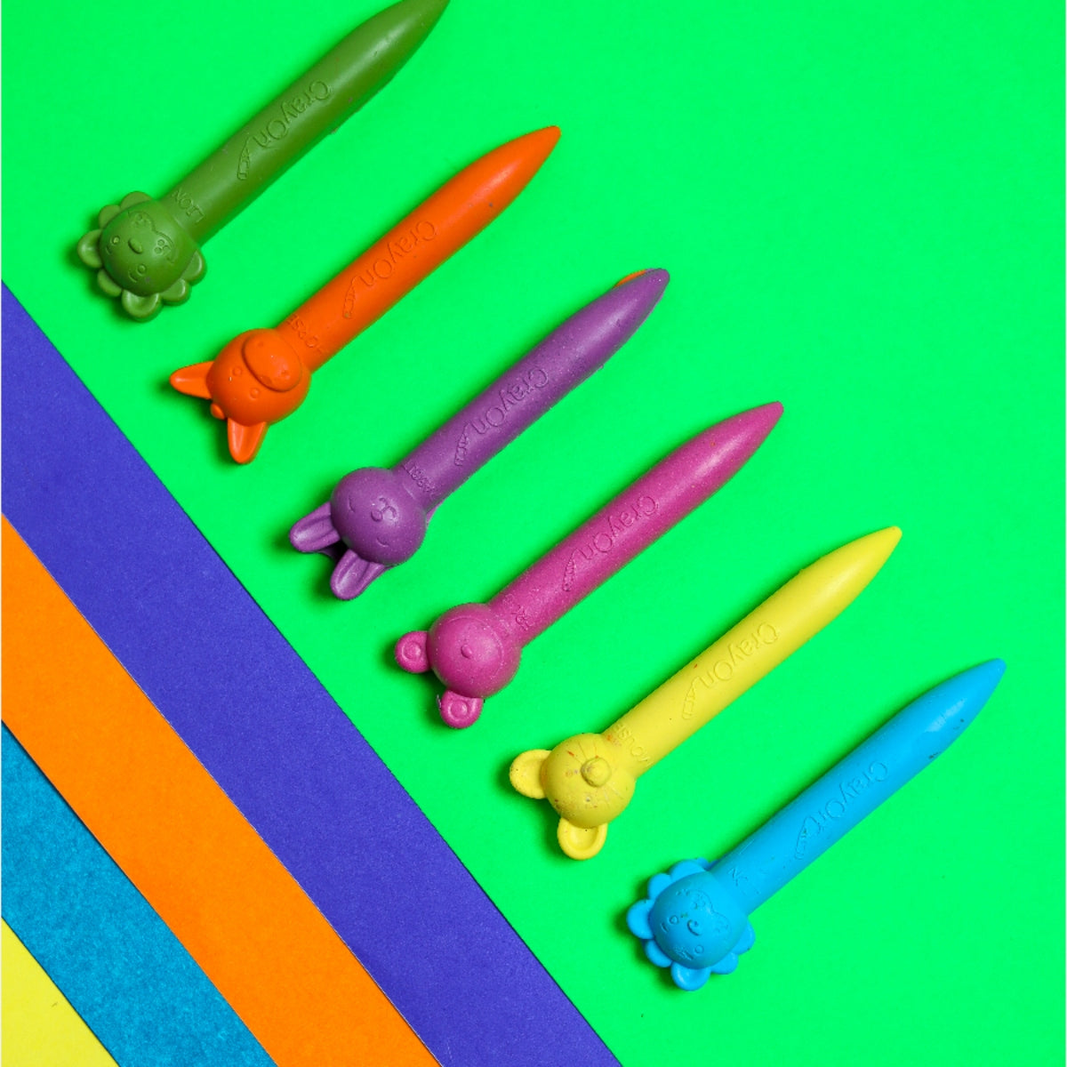 Animal Stick Crayons - Marbled / Plain Set of 6 / 12
