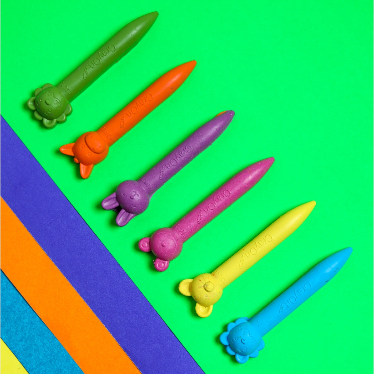 Animal Stick Crayons - Marbled / Plain Set of 6 / 12