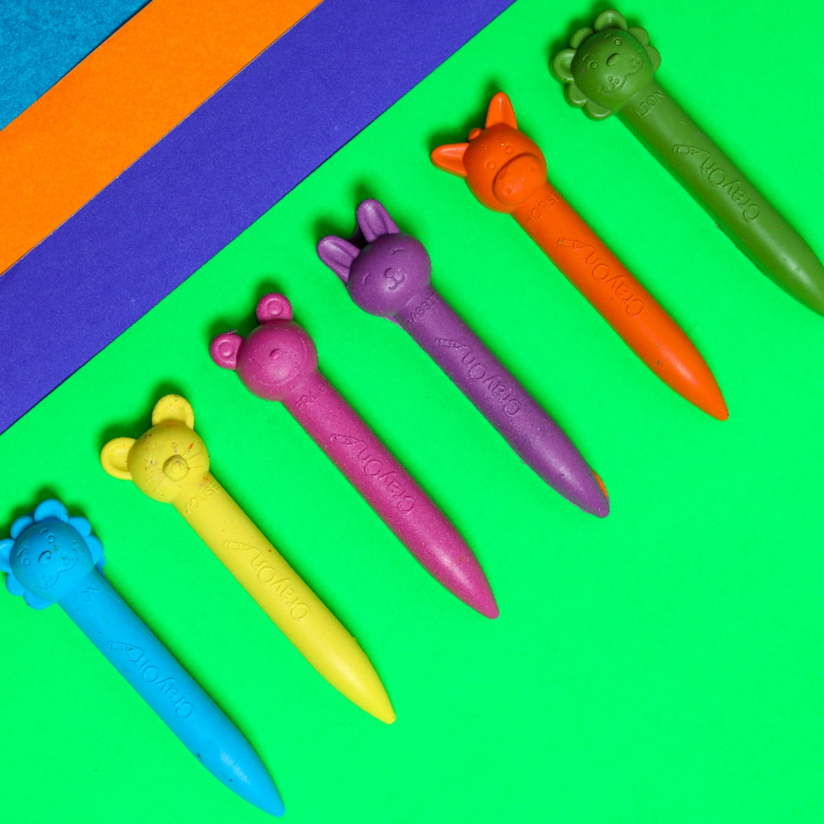 Animal Stick Crayons - Marbled / Plain Set of 6 / 12