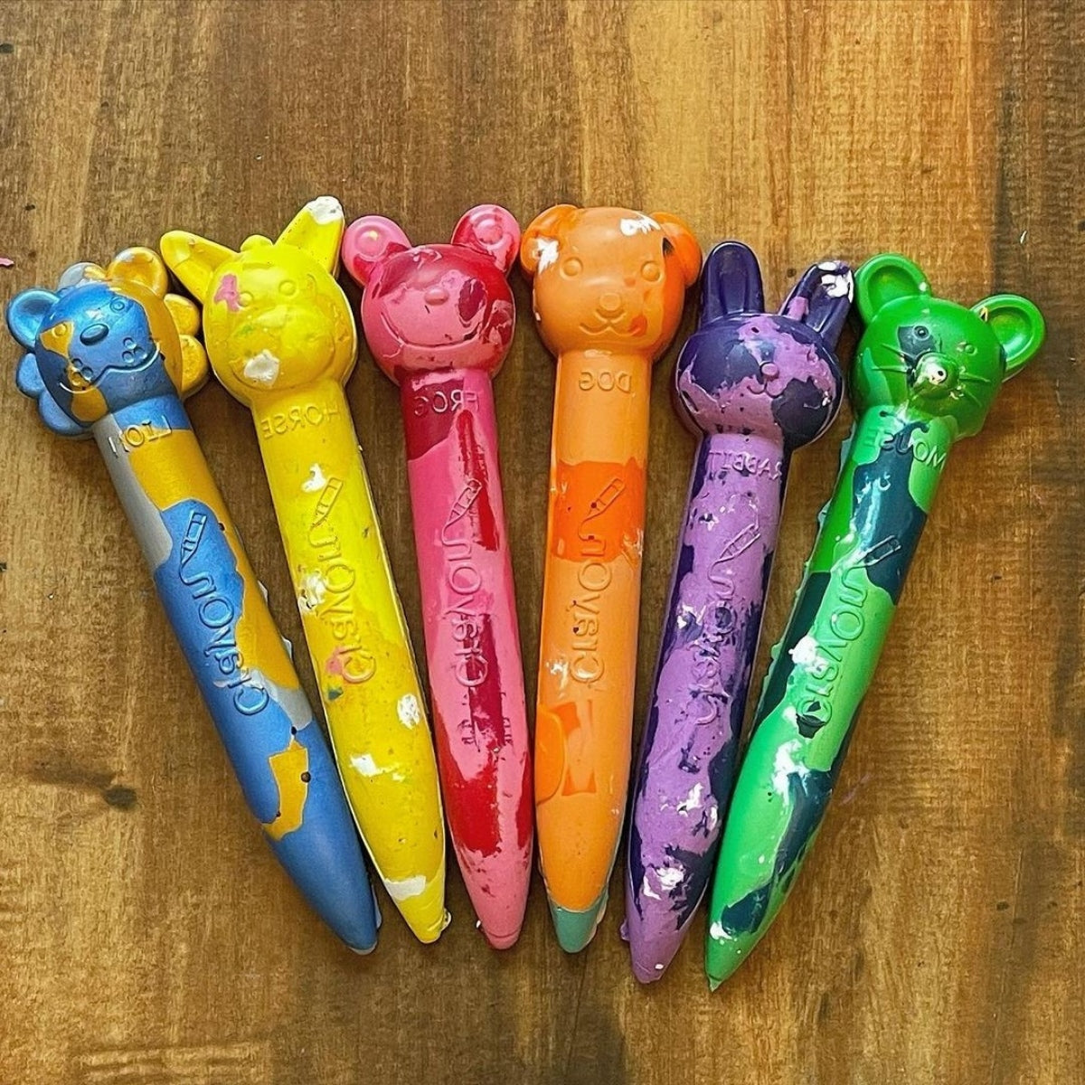 Animal Stick Crayons - Marbled / Plain Set of 6 / 12