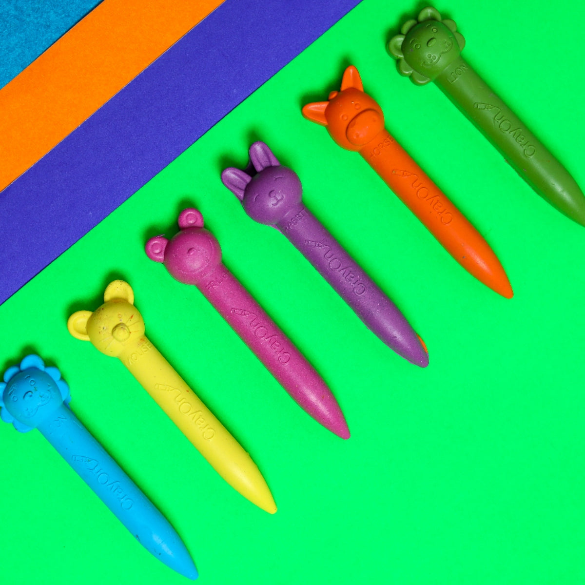 Animal Stick Crayons - Marbled / Plain Set of 6 / 12