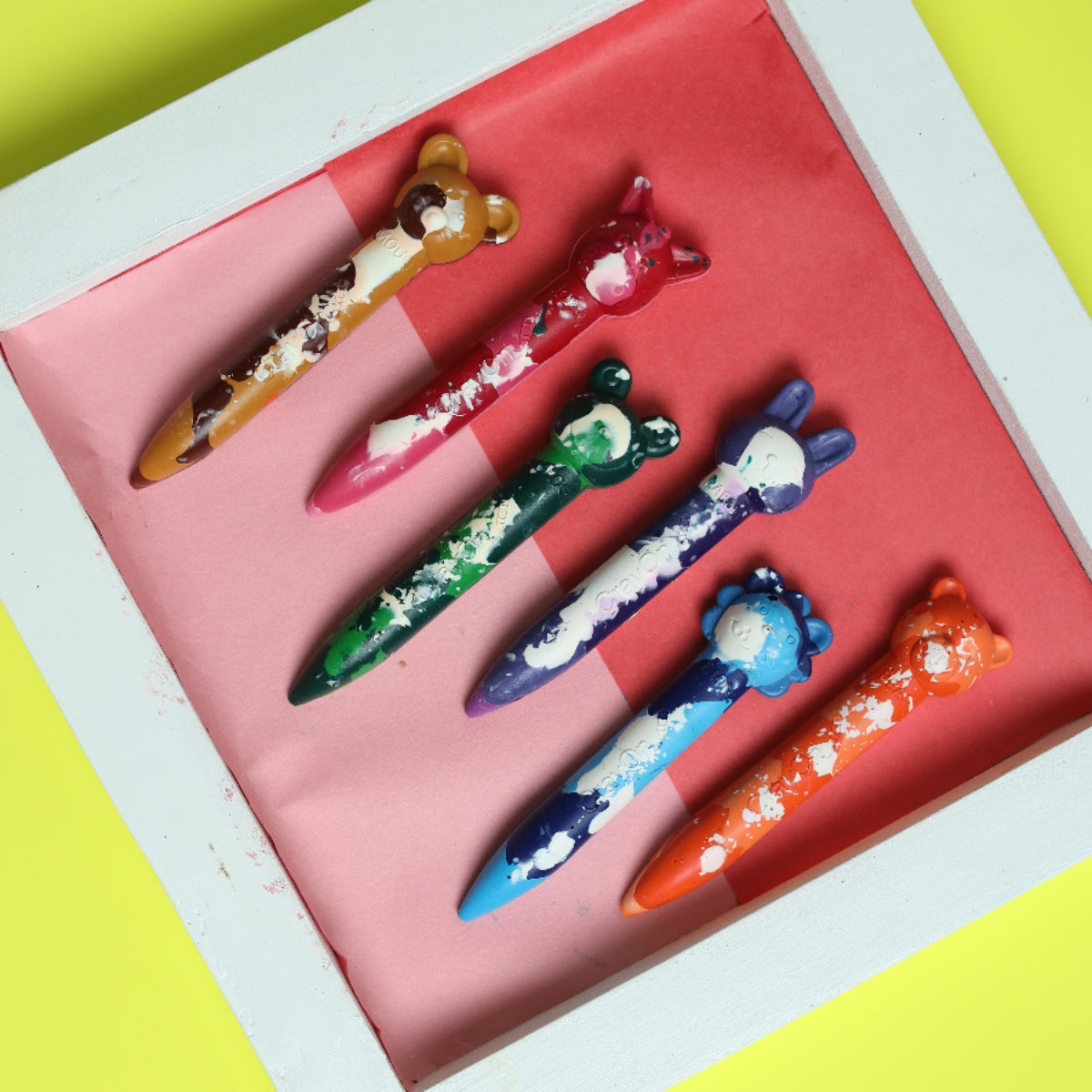 Animal Stick Crayons - Marbled / Plain Set of 6 / 12