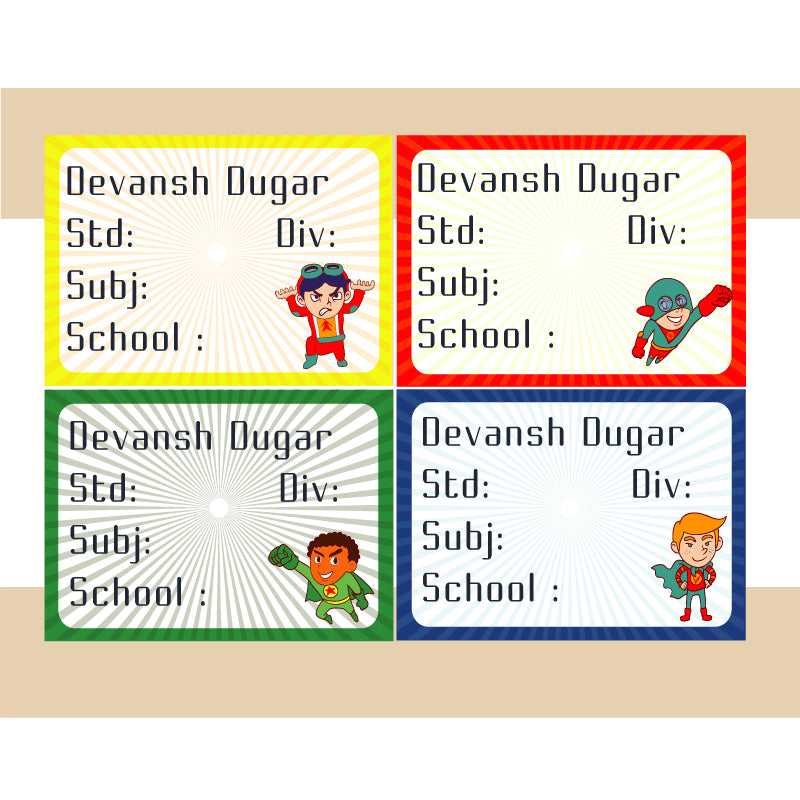 Personalised School Book Labels - Pack of 36