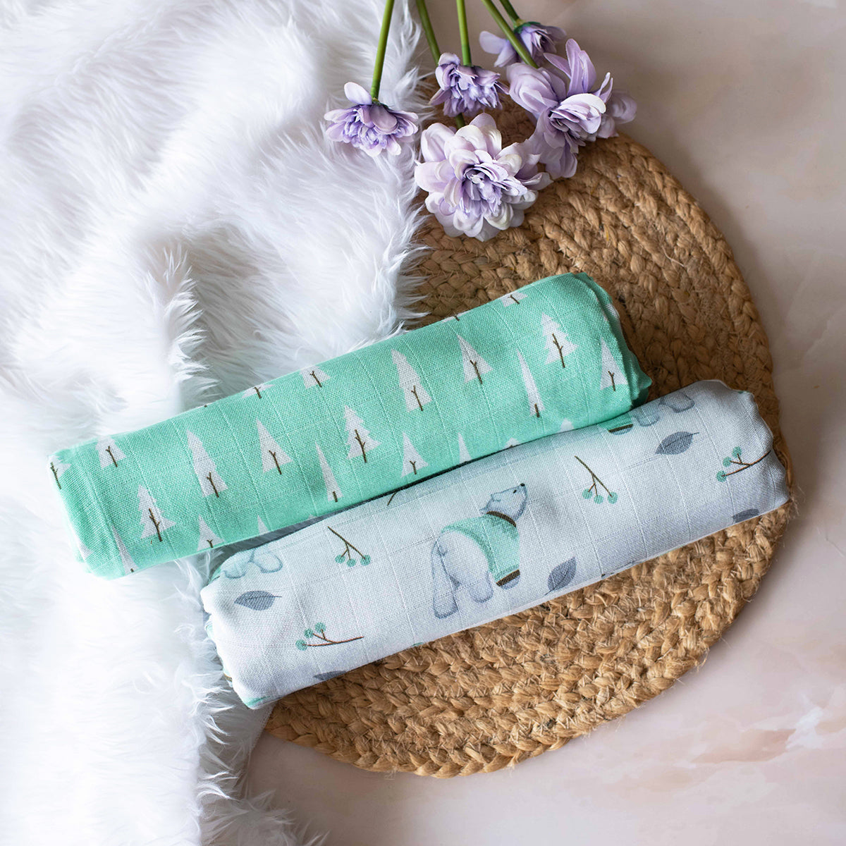 Tiny Snooze Organic Muslin Swaddles (Set of 2)