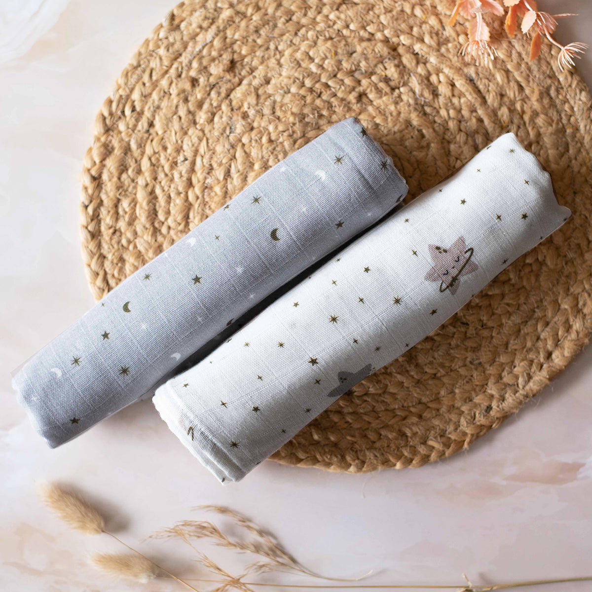 Tiny Snooze Organic Muslin Swaddles (Set of 2)