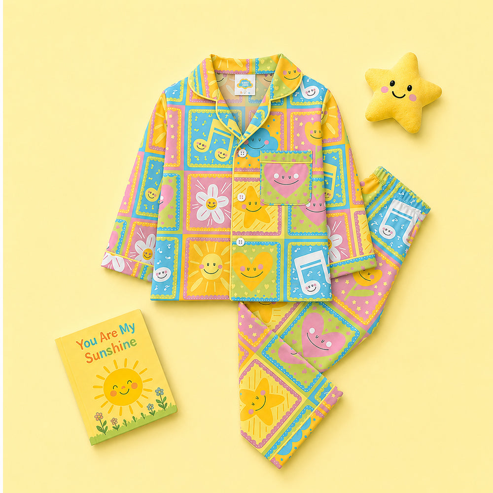 Sweet Melody colourful pure cotton night suit for kids