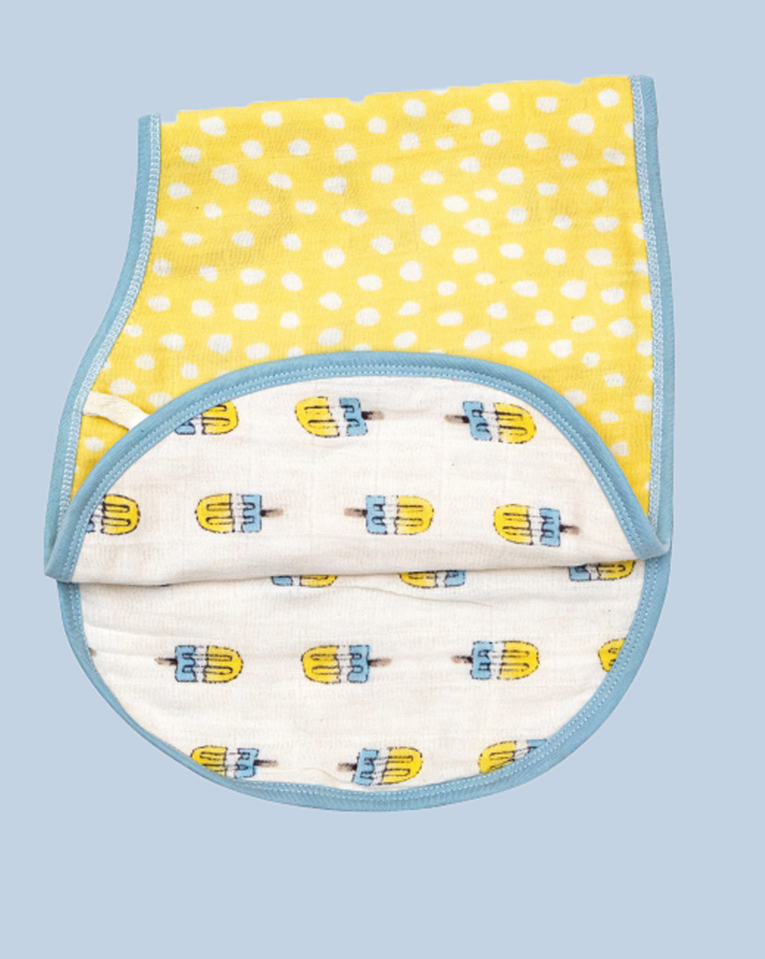 Theoni Organic Muslin 3 Layers Burpy Bib - Popsicle Fun Blue