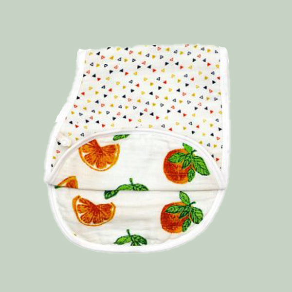 Theoni Organic Muslin 3 Layers Burpy Bib - Orange Blossoms