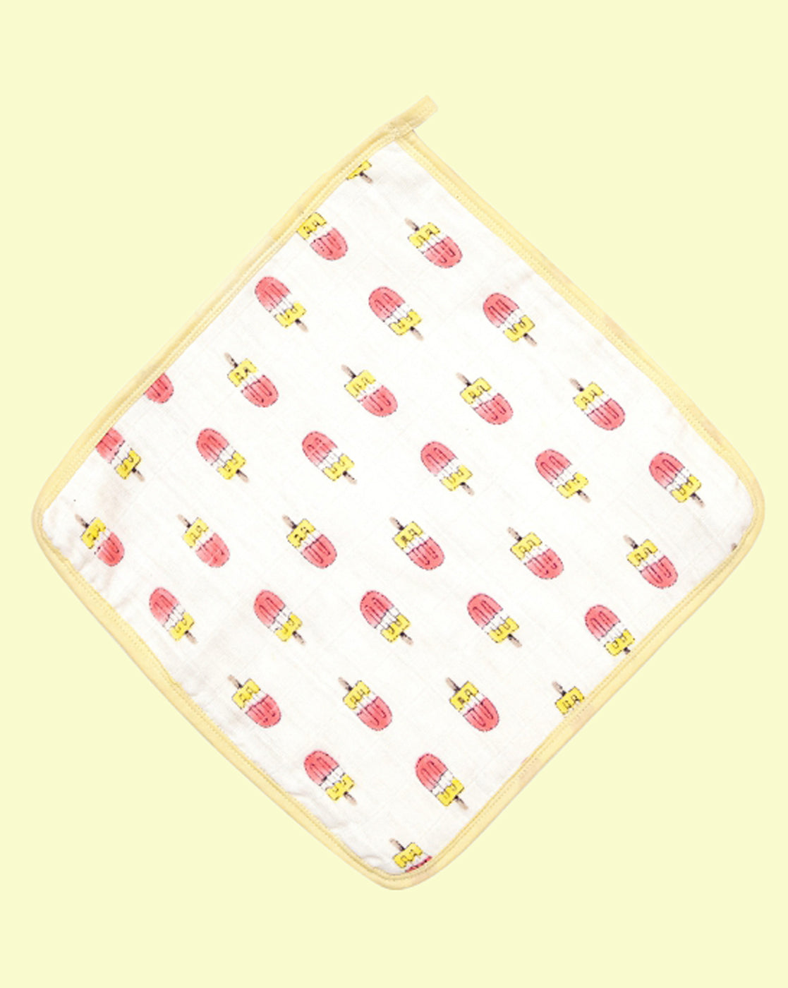 Theoni Popsicle Fun Pink 100% Organic Cotton Muslin Washcloth (Set of 2) for Baby Face, Body Comfy and Soft for Newborn, Infants, Kids, Girls and Boys