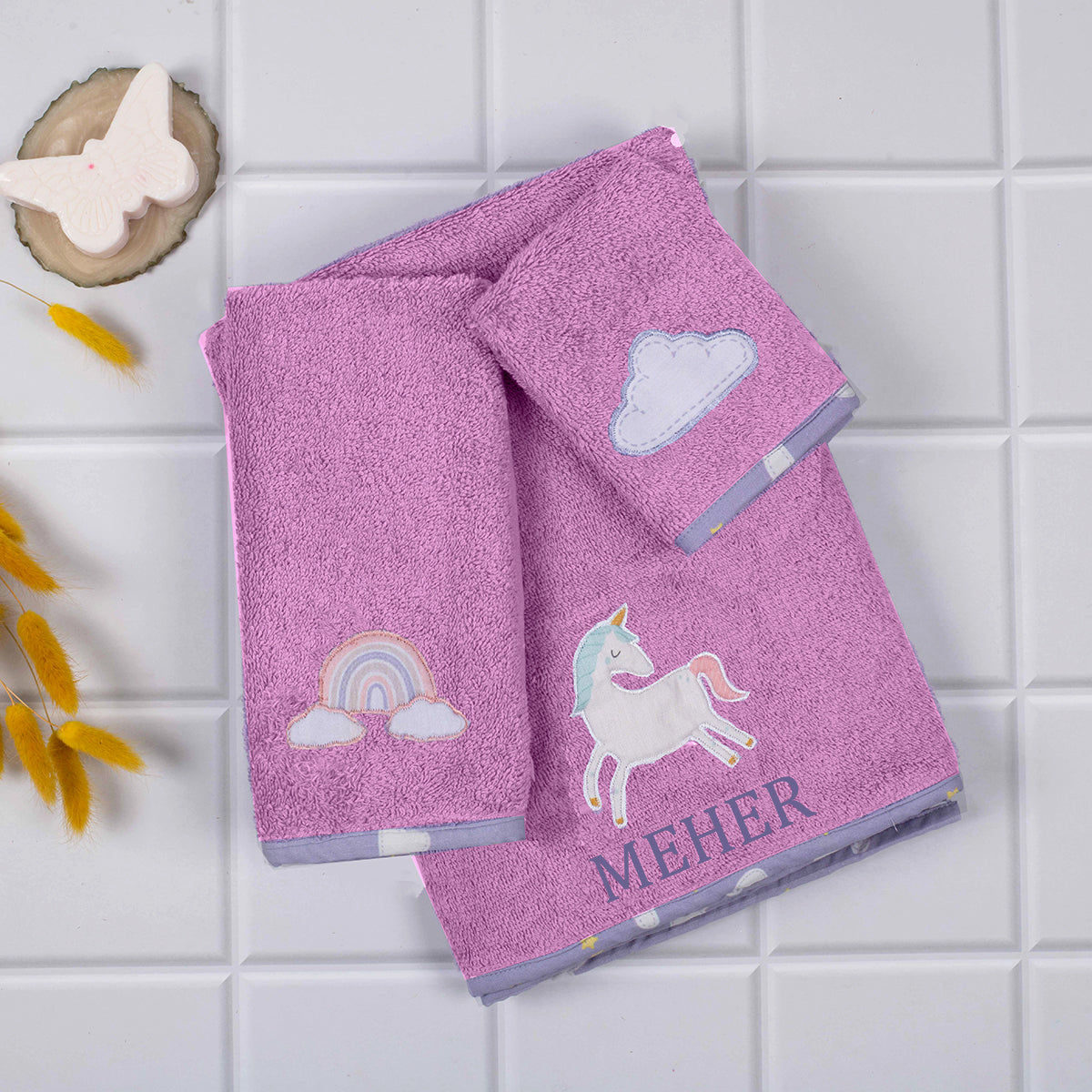 Tiny Snooze Kids Towel Set of 3- Pink
