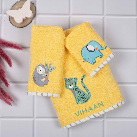 Tiny Snooze Kids Towels (Set of 3)- Yellow