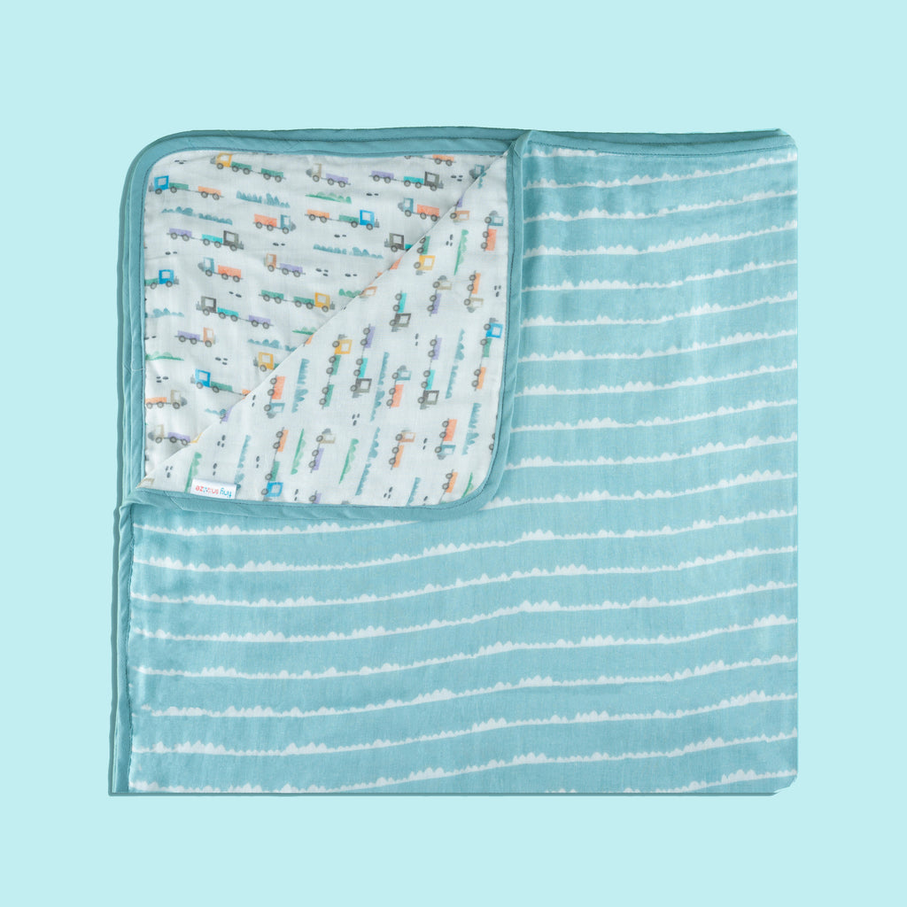 Tiny Snooze Organic Summer Blanket- Traffic Jam 0-6 Years