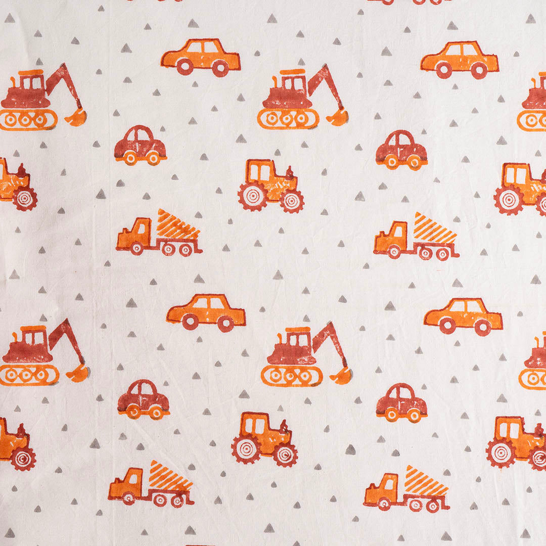 Gudgoodie Flat Crib Bedsheet - 100% Cotton Percale - Vroom Vroom Vehicles