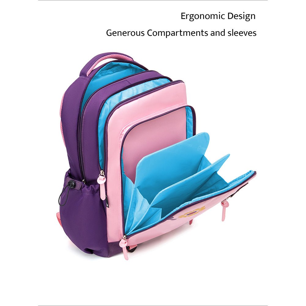 Violet Pink Flower Monogram Ergonomic School Backpack for Kids - Little Surprise BoxViolet Pink Flower Monogram Ergonomic School Backpack for Kids