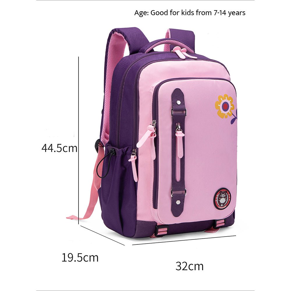 Violet Pink Flower Monogram Ergonomic School Backpack for Kids - Little Surprise BoxViolet Pink Flower Monogram Ergonomic School Backpack for Kids