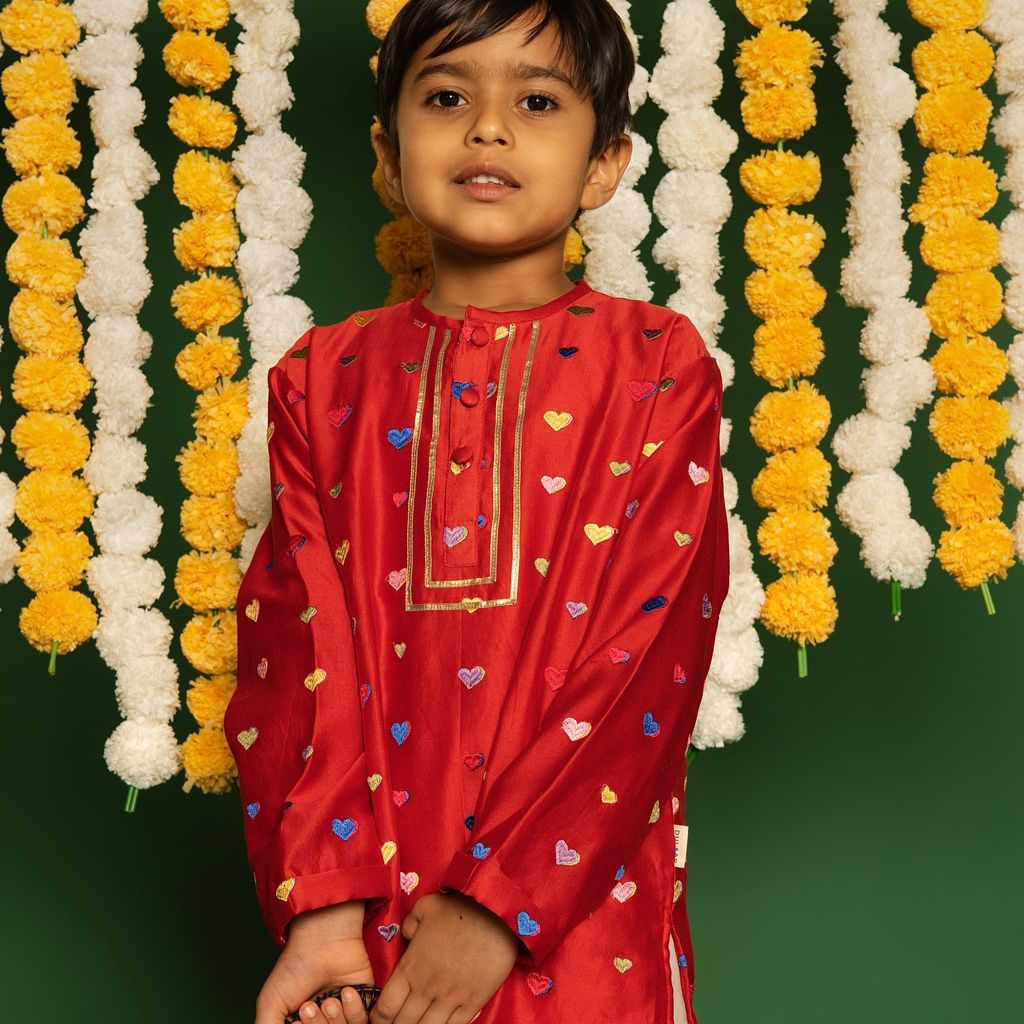 Chanderi Kurta Pyjama Set | Embroidered