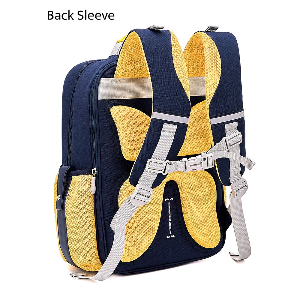 Yellow & Navy 3 stripes Ergonomic School Backpack for Kids - Little Surprise BoxYellow & Navy 3 stripes Ergonomic School Backpack for Kids