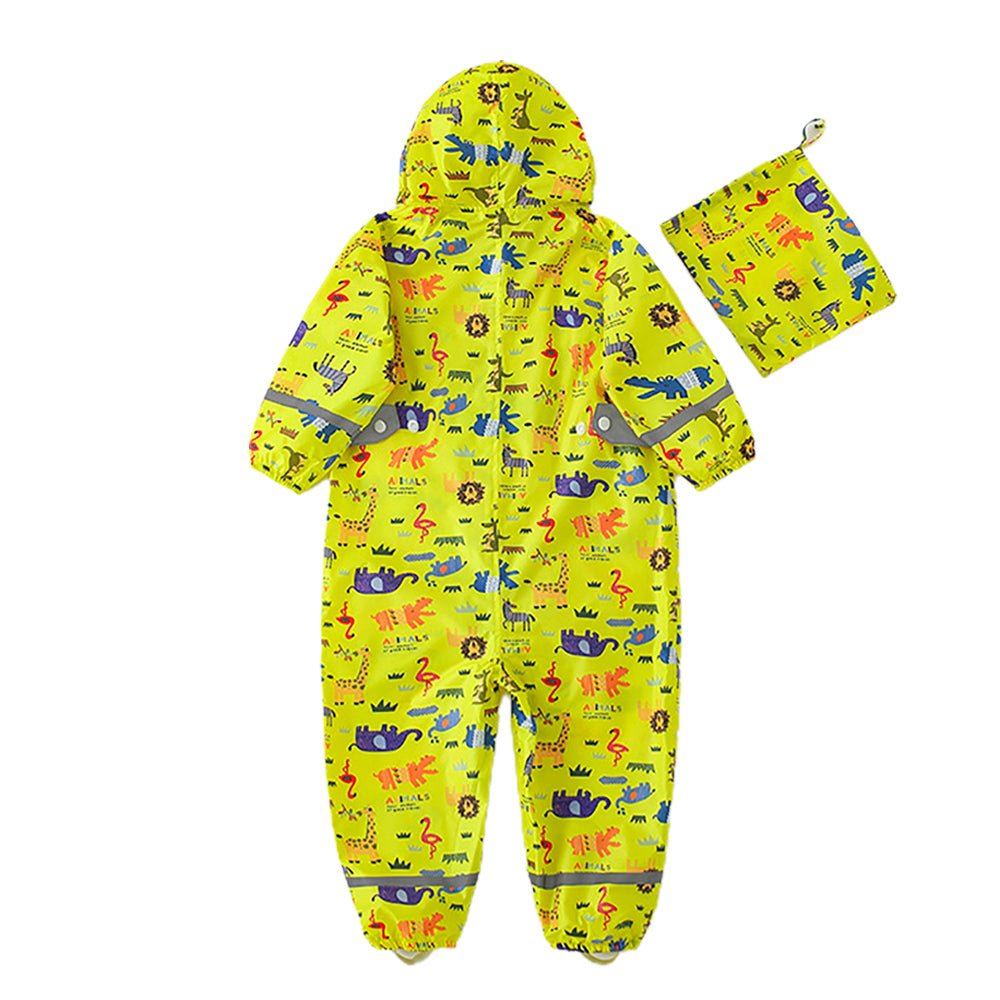 Yellow Safari Kingdom Theme All Over Jumpsuit / Playsuit Raincoat for Kids - Little Surprise BoxYellow Safari Kingdom Theme All Over Jumpsuit / Playsuit Raincoat for Kids