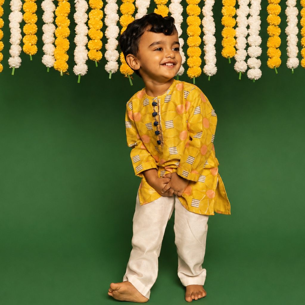 Chanderi Kurta Pyjama Set | Hand-Block Printed