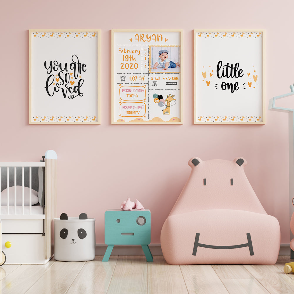 Doodle's Wall Frames - Baby Giraffe (Set Of 3) Style 1