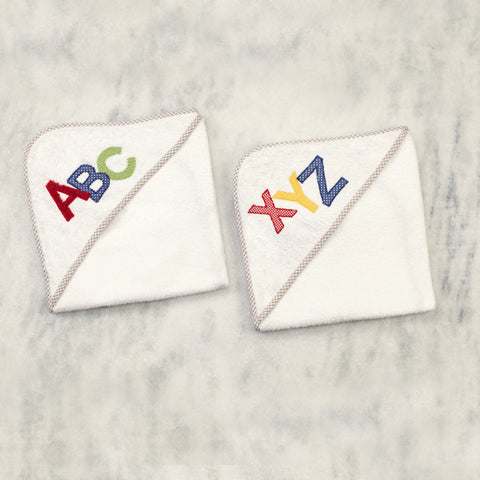 A for Apple Towels <br> Set Of 2 <br> <span style="font-size: 11px; font-family:Helvetica,Arial,sans-serif;">Can Be Personalised</span>
