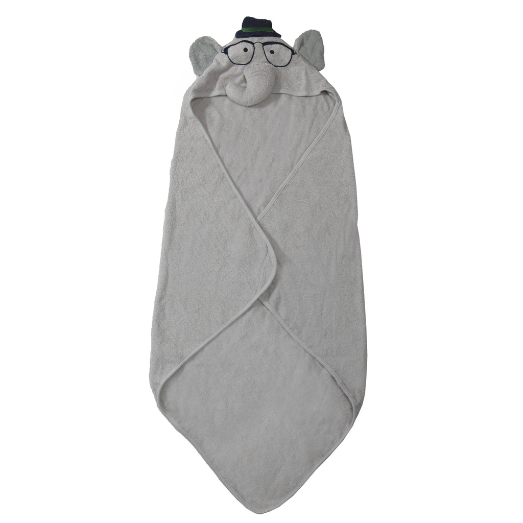 Baby Moo Mr. Elephant Grey Hooded Towel