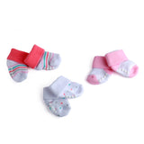 Striped And Polka Dot Pink 3 Pk Anti-Skid  Socks