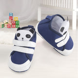 Baby Moo Panda Blue Velcro Booties