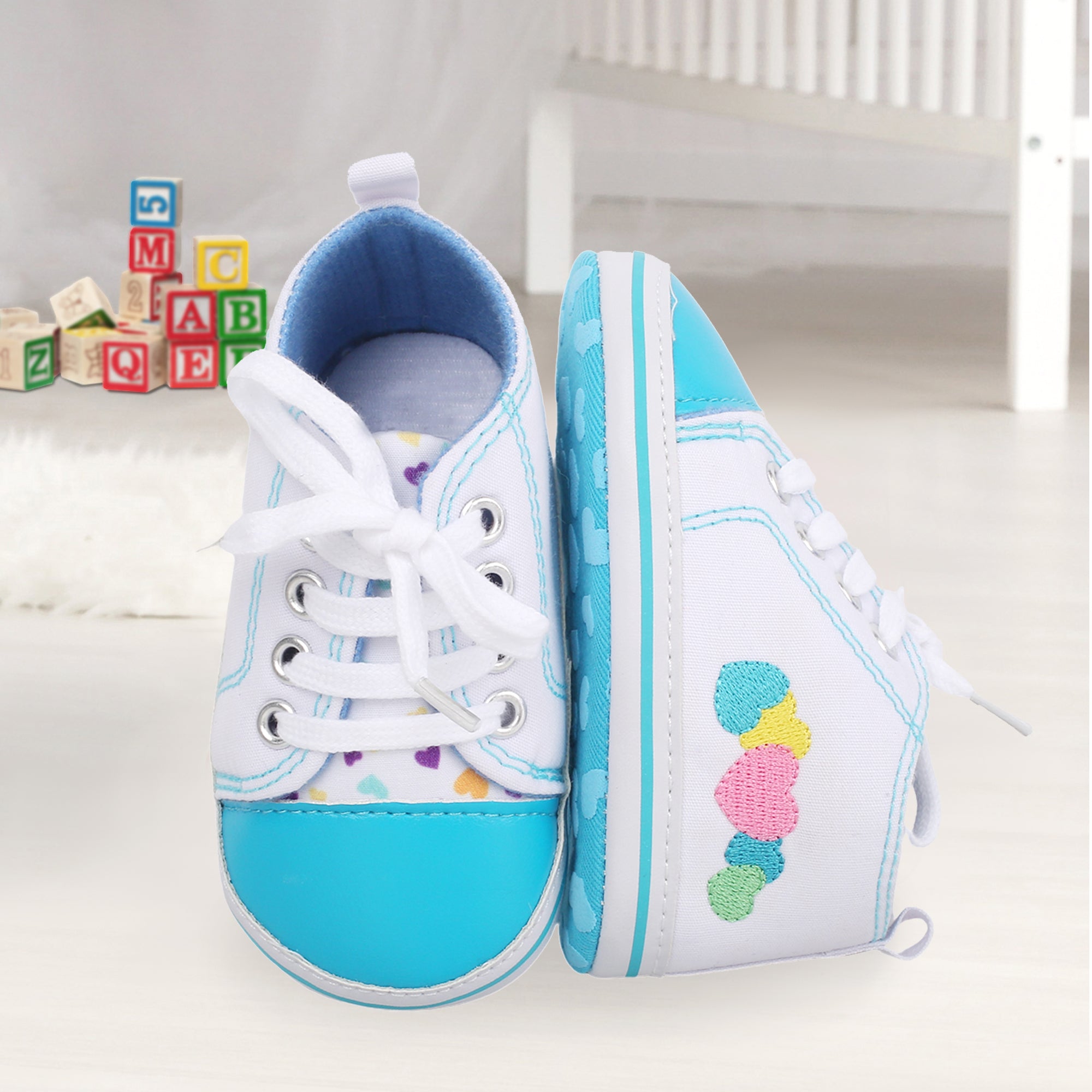 Baby Moo Hearts Blue Sneakers