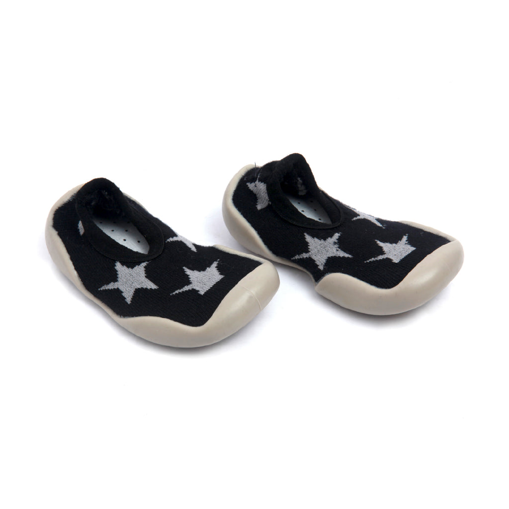 Jumping Star Black Slip-On Shoes
