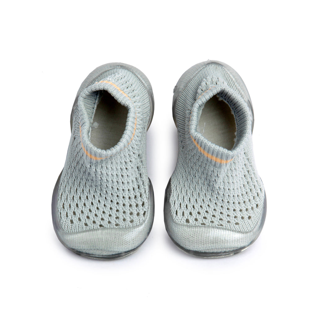 Baby Moo Comfy Knitted Grey Slip-On Shoes