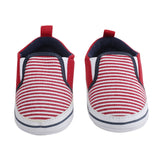 Baby Moo Striped Red Slip-On Booties