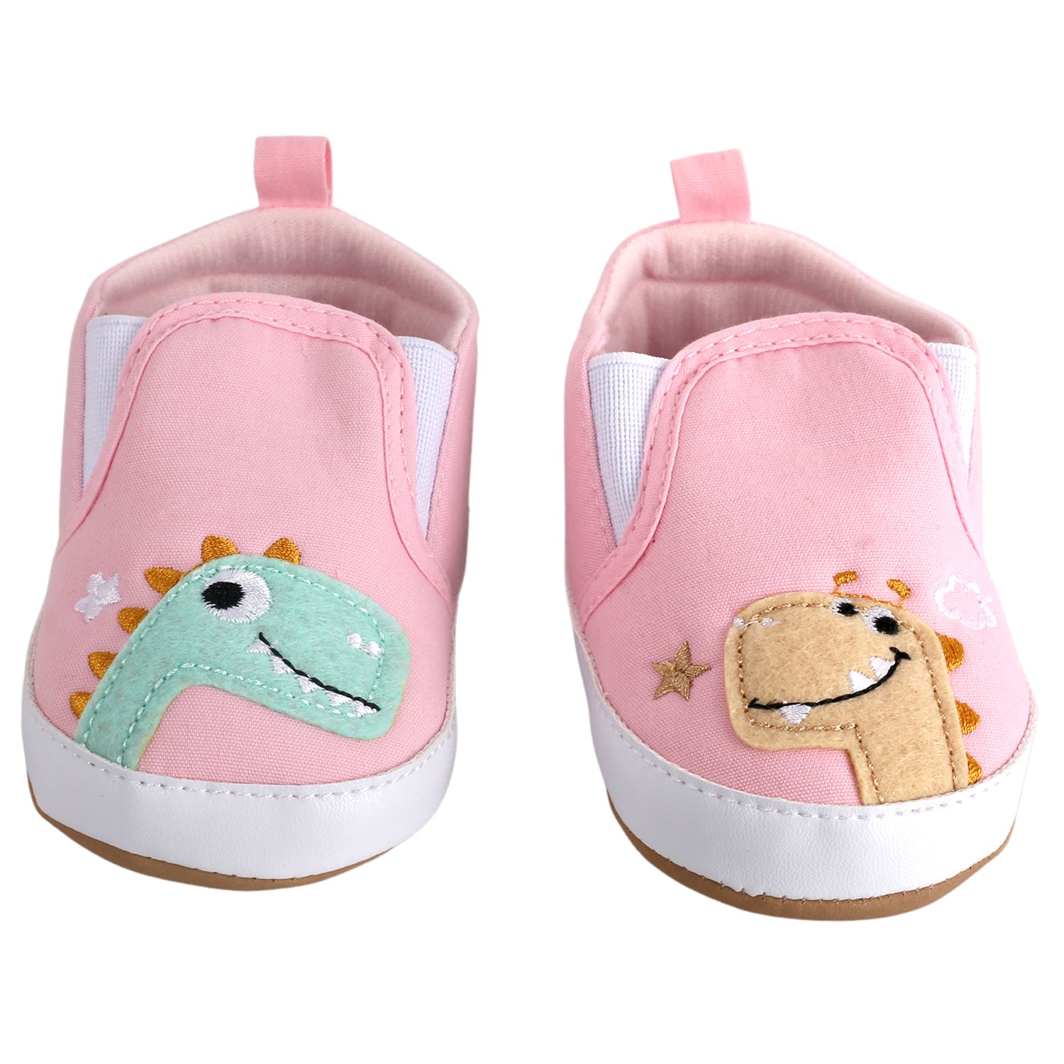 Baby Moo Dinosaur Pink Slip-On Booties