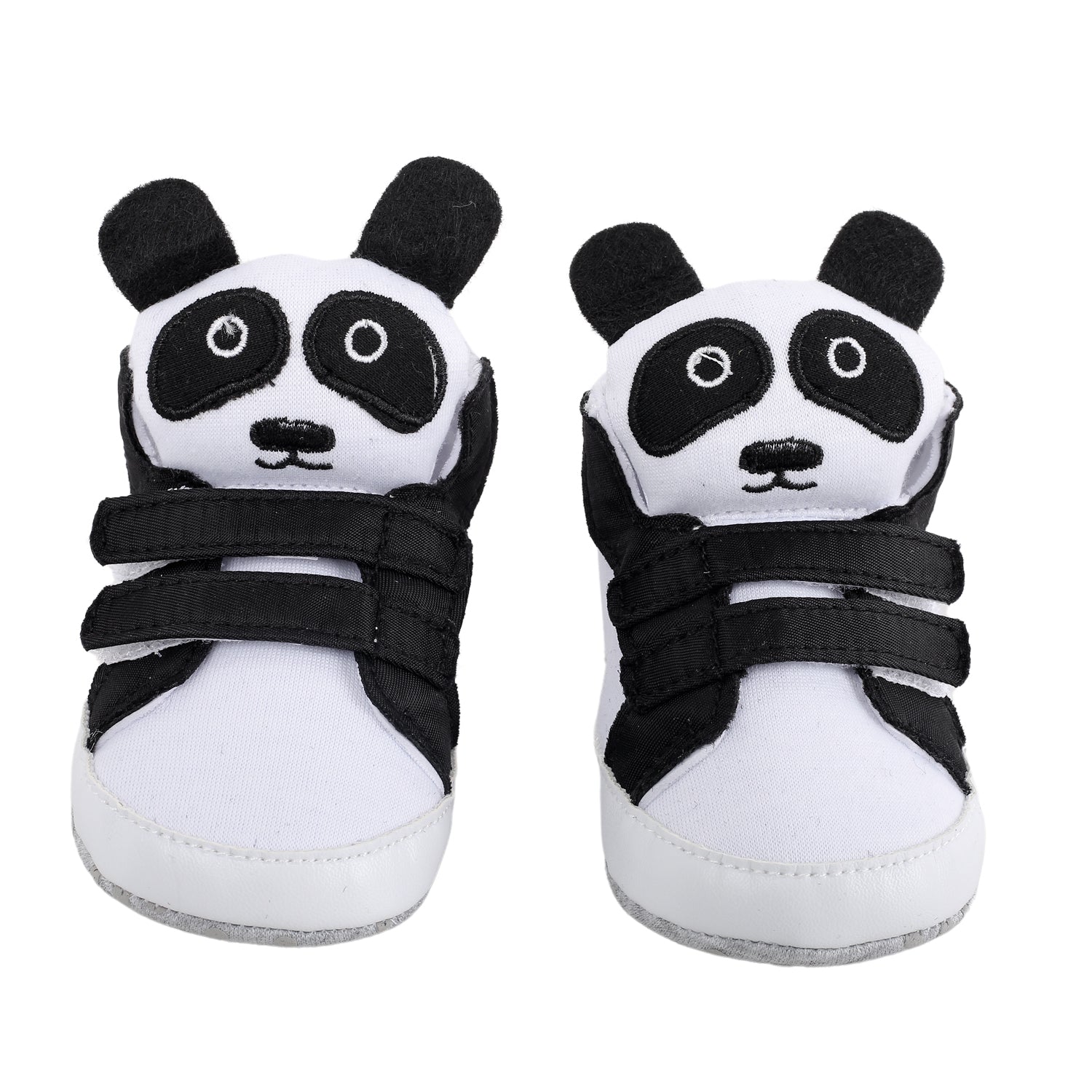 Baby Moo Panda Black Velcro Booties