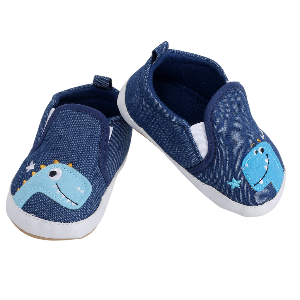Baby Moo Dinosaur Navy Blue Slip-On Booties
