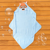 Baby Moo Nerdy Fox Blue Hooded Towel