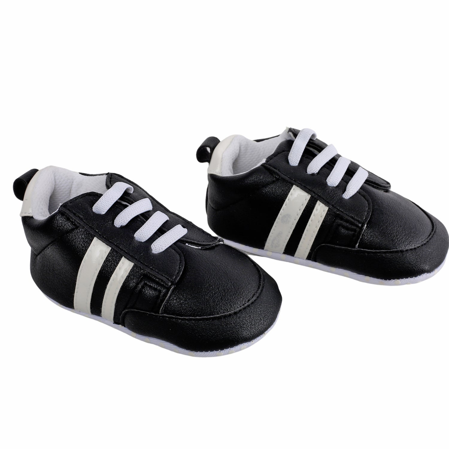 Baby Moo White Stripes On Black Sneakers