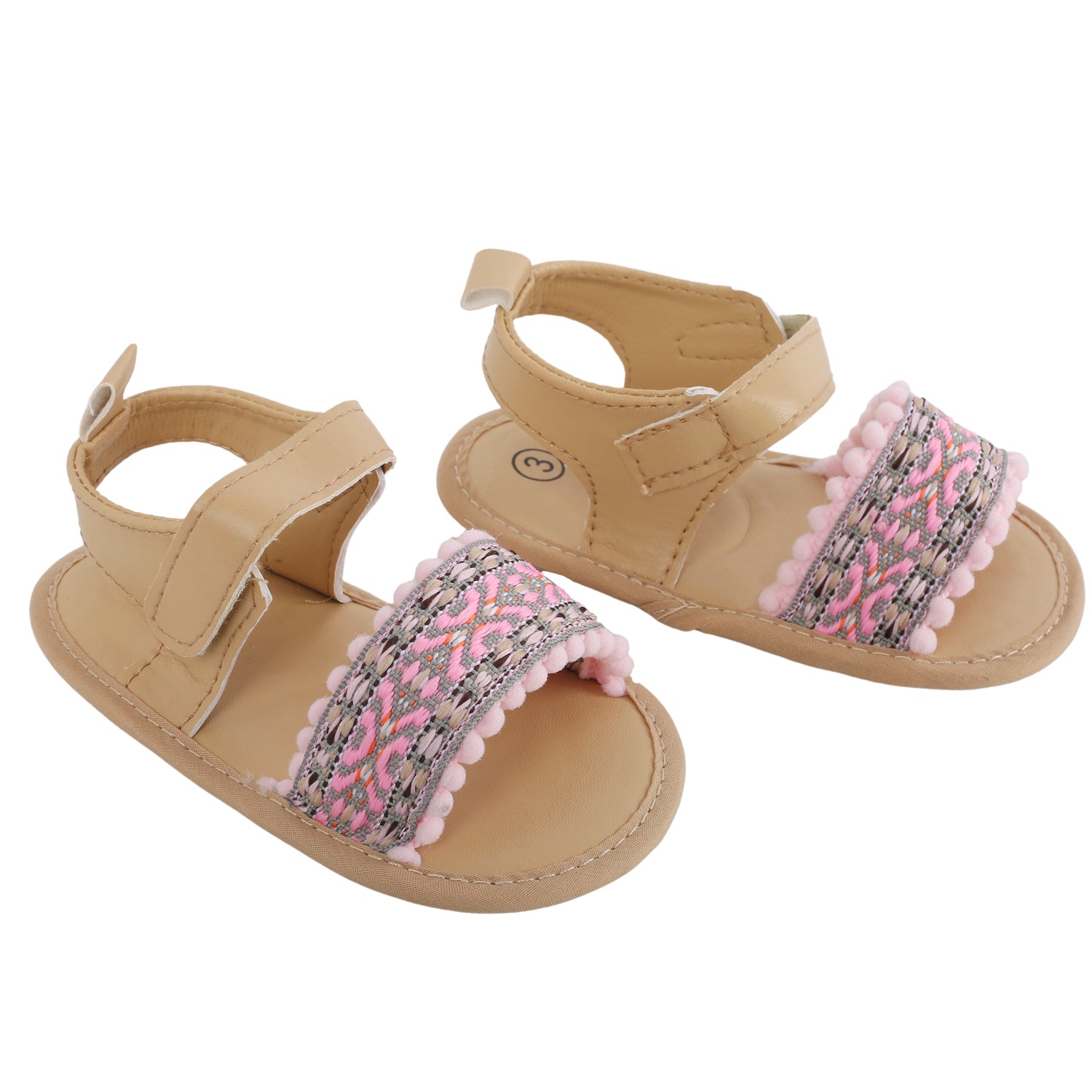 Baby Moo Embroidered Pink Sandals