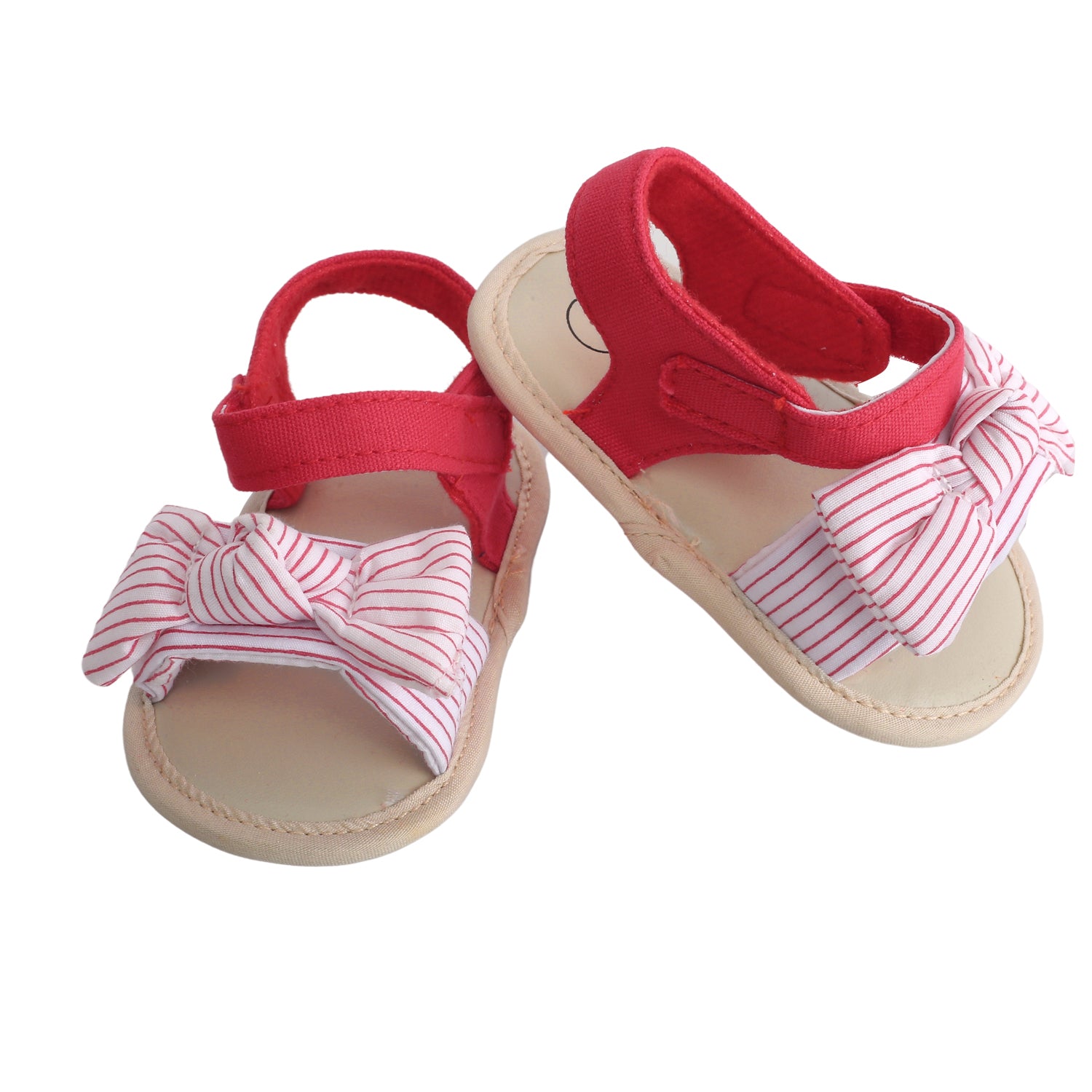 Baby Moo Striped Red Booties