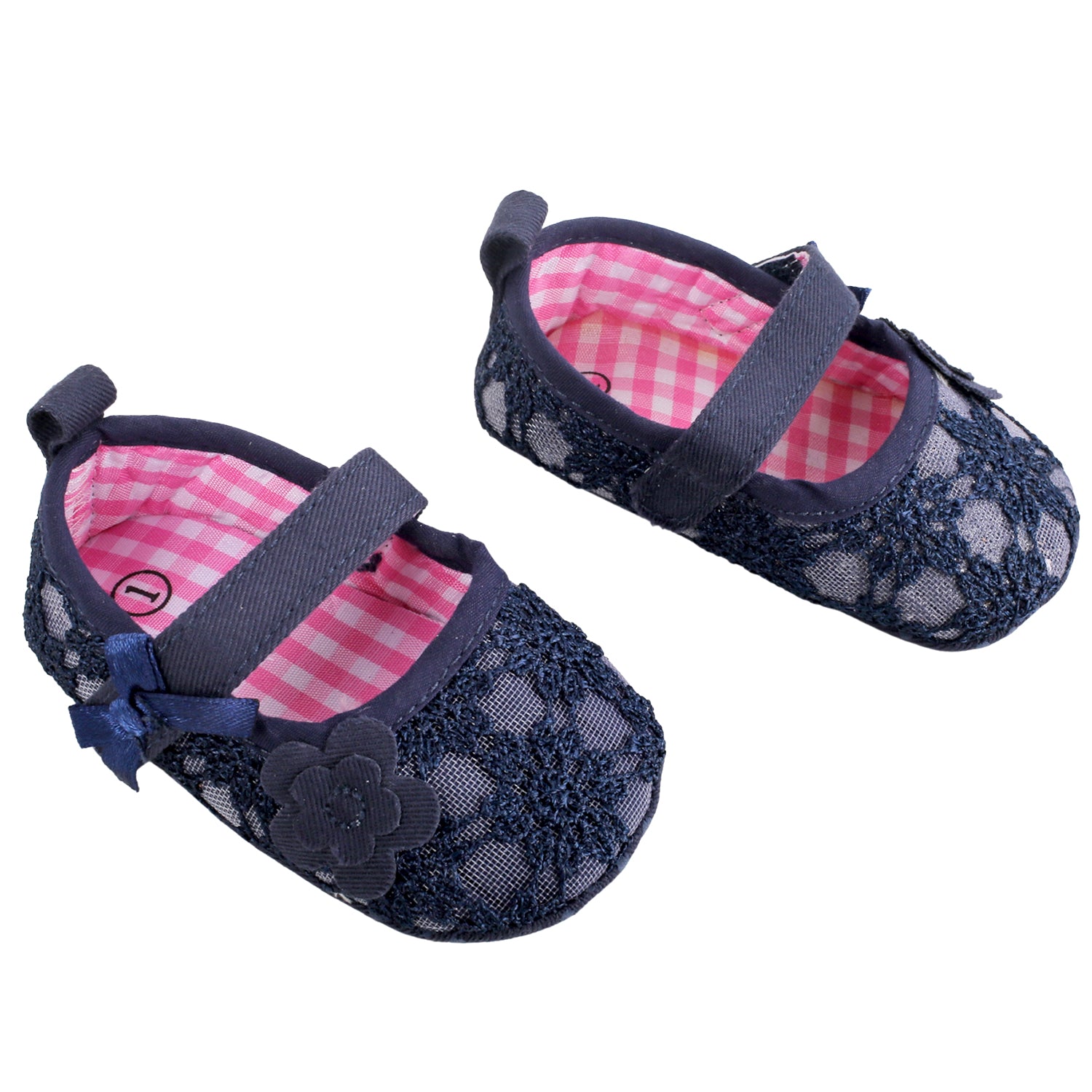 Baby Moo Floral Lace Blue Booties