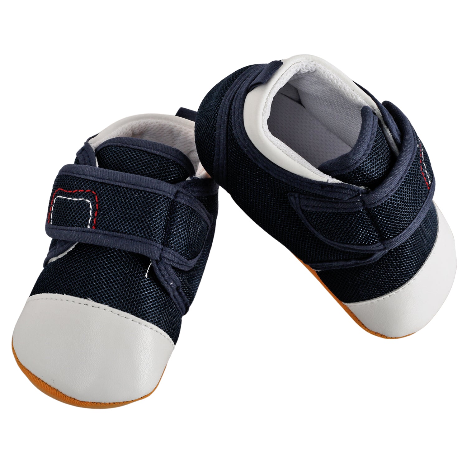 Baby Moo Casual Blue And White Velcro Booties