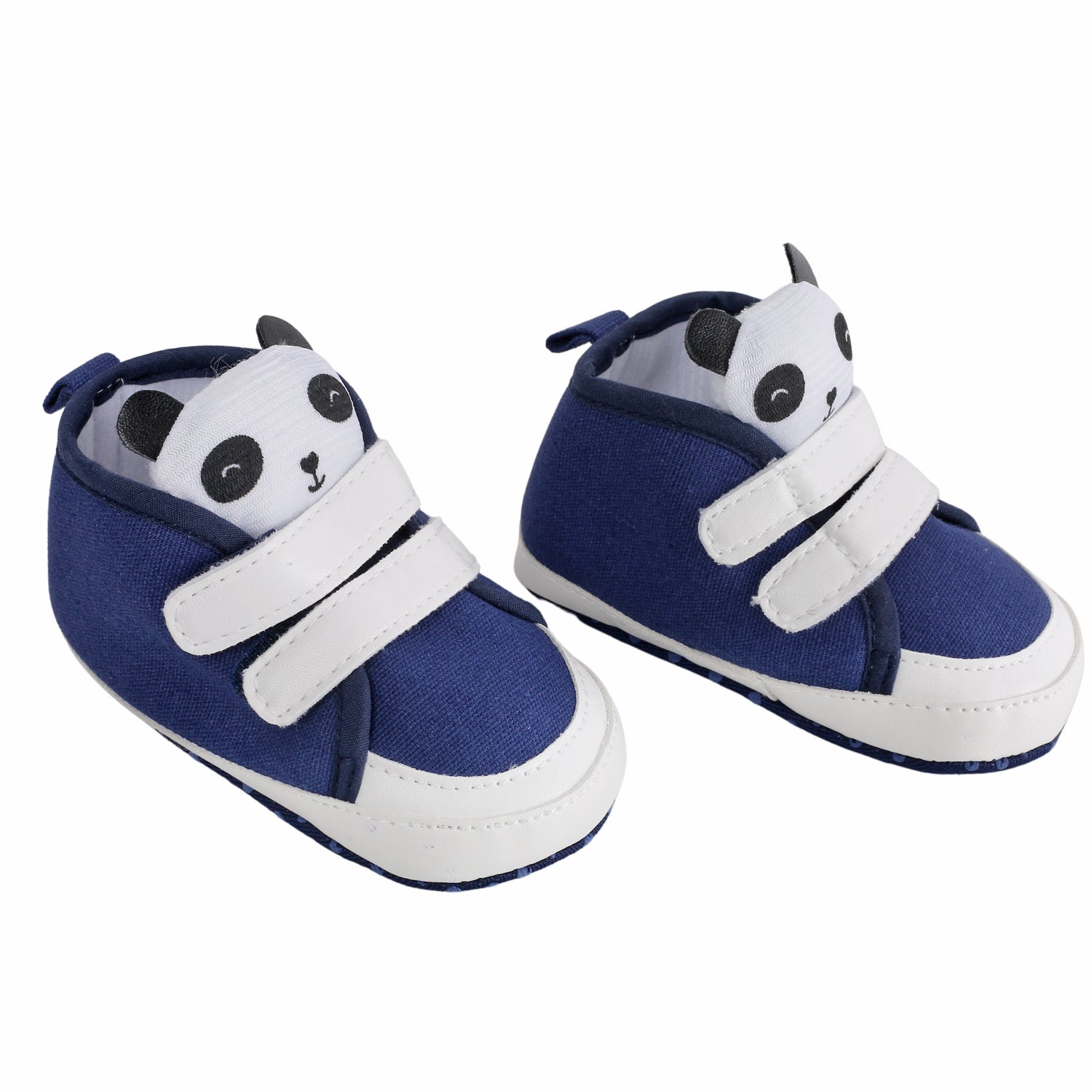 Baby Moo Panda Blue Velcro Booties