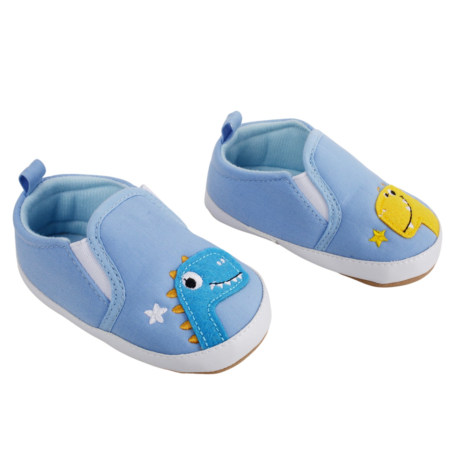Baby Moo Dinosaur Blue Slip-On Booties