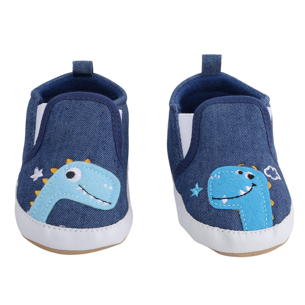 Baby Moo Dinosaur Navy Blue Slip-On Booties