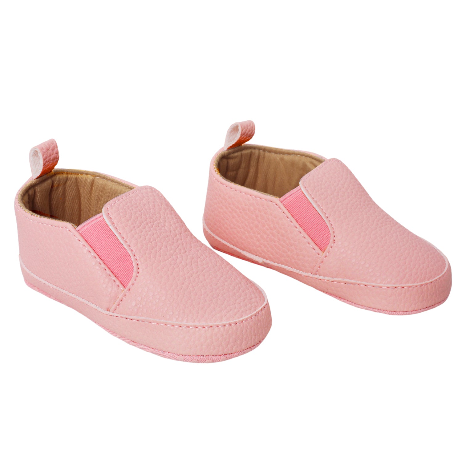 Baby Moo Leather Pink Slip-On Booties