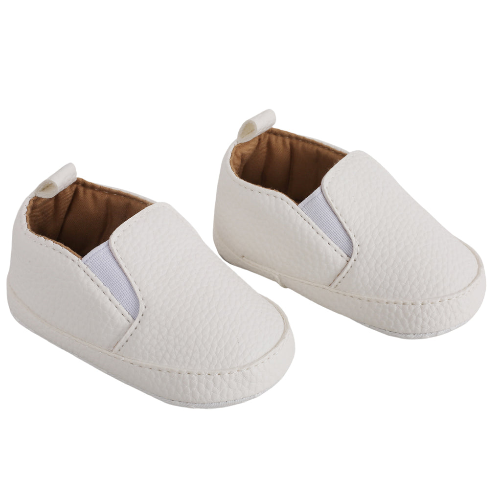 Baby Moo Leather White Slip-On Booties