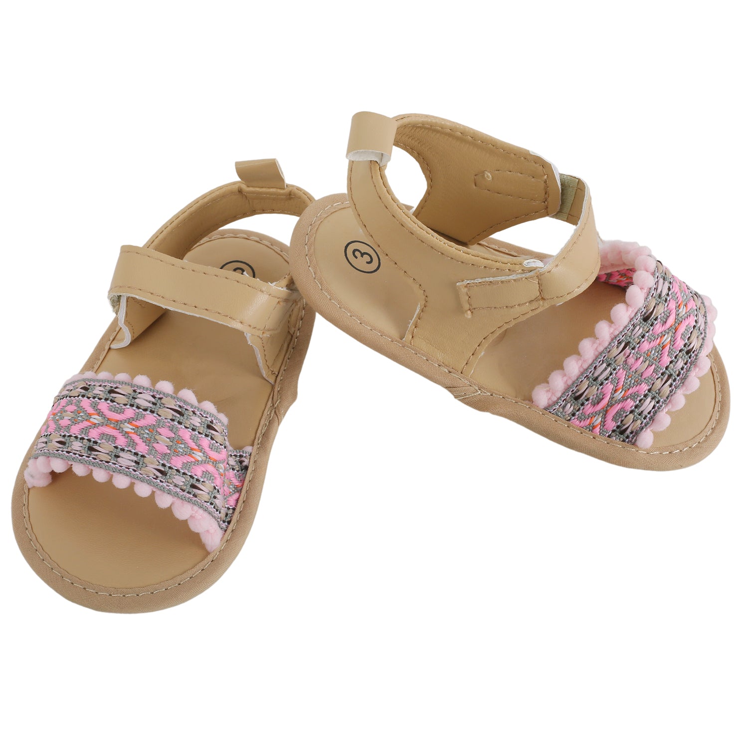 Baby Moo Embroidered Pink Sandals