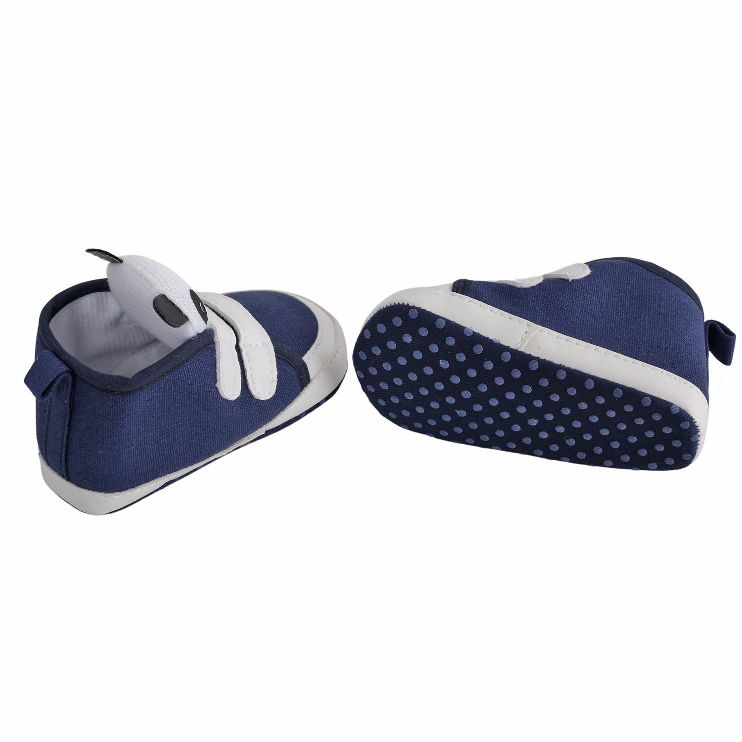 Baby Moo Panda Blue Velcro Booties