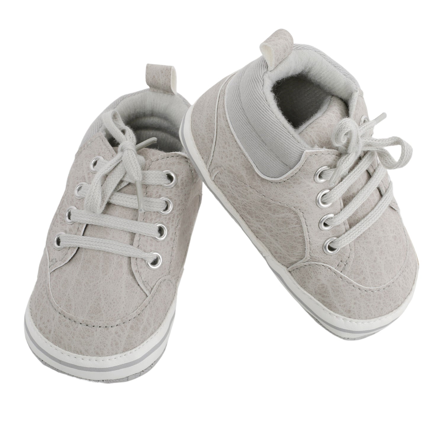 Baby Moo Textured Grey Lace Up Sneakers