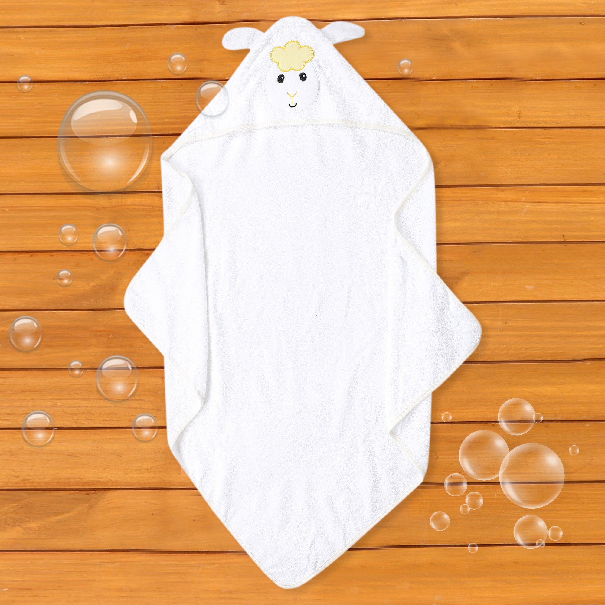 Baby Moo Goat White Hooded Towel